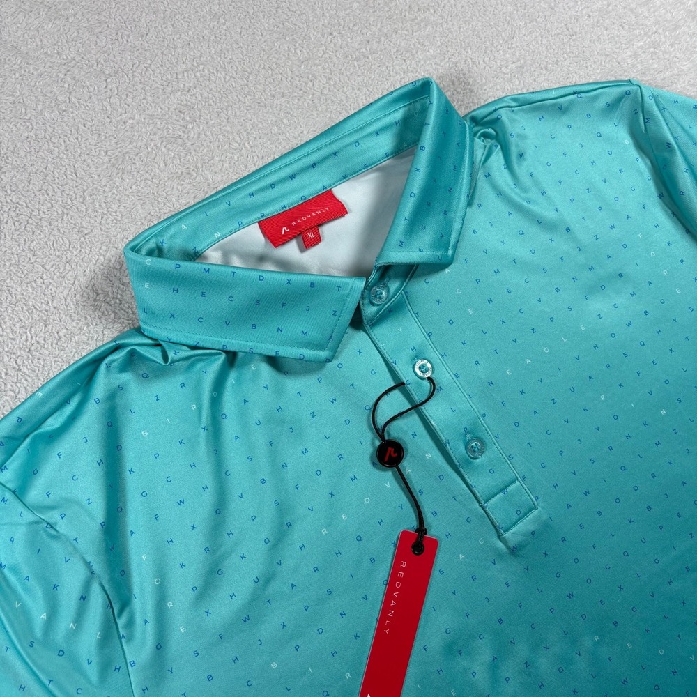Redvanly The Times Polo Shirt Mens XL Curacao Alphabet All Over‎ Print PurePoly